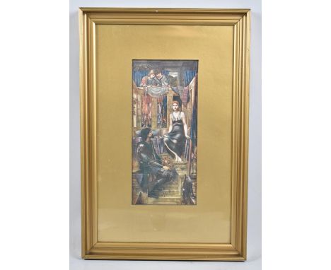 A Pre Raphaelite Print, King Cophetua and the Beggar Maid After Burne-Jones, 11x25cm 