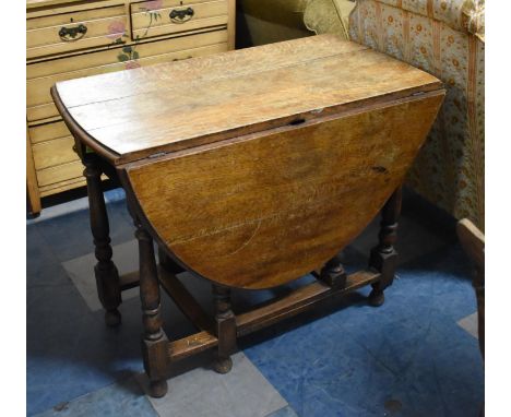 A Vintage Oak Drop Leaf Gate Legged Table, 90cm wide 