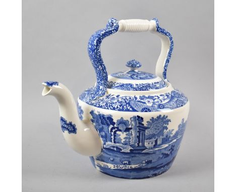 A Large Copeland Spode Italian Blue and White Kettle, 31cm high 