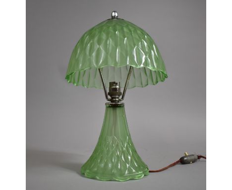 A Mid 20th Century Green Glass Table Lamp, 38cm high 