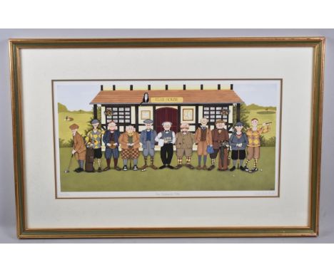 A Framed Golfing Print, "The Nineteenth Hole" by Linda Jane Smith, 45x23cm 