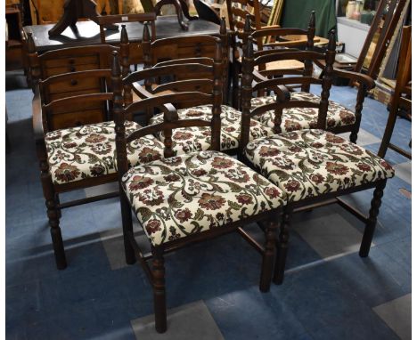 A Set of Five Modern Ladder Back Dining Chairs to Include Two Carvers 