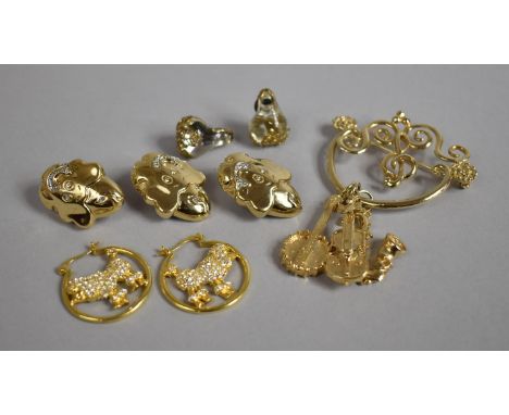 A Collection of Vintage Costume Jewellery to Include Glass Clip on Earrings, Elephant Suite etc 