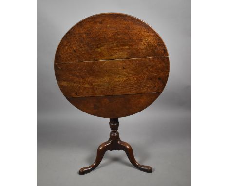 A 19th Century Oak Snap Top Tripod Table, One Foot AF, 70cm Diameter 