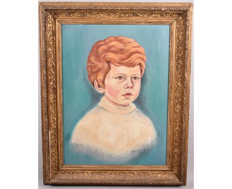 A Gilt Framed Oil on Board, Portrait of a Young Boy, 35x48cm 