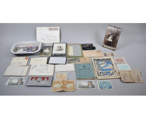 A Collection of Various Vintage Ephemera to Include Royal Air Force Service and Release Book, Cigarette Case, Stamps, Letters