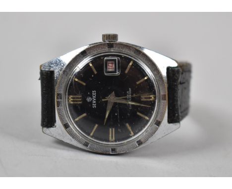 A Vintage Black Faced Wrist Watch by Services 