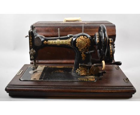 A Vintage Jones "Family CS" Manual Sewing Machine in Case 