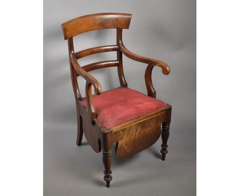 A Late 19th Century Mahogany Framed Ladder Back Commode Armchair 