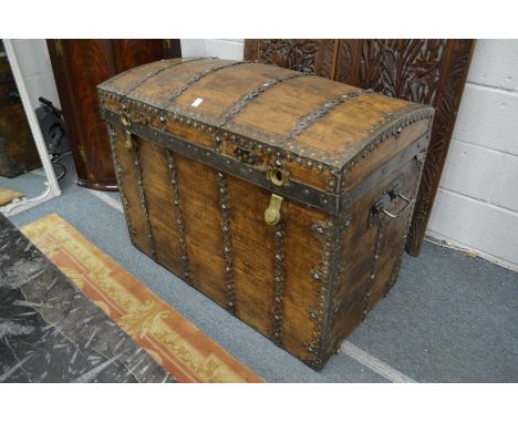 A good French dome top travelling trunk with fitted interior.