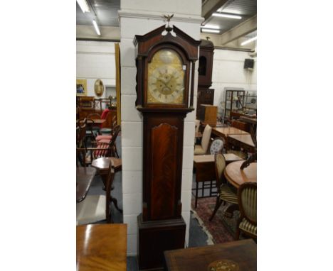 A mahogany longcase clock by Thomas Gammon of Hereford with eight-day movement, brass arched shape dial with seconds dial and