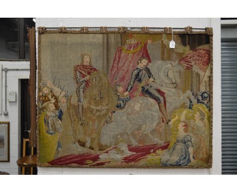 A medieval style tapestry wall hanging.