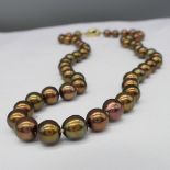 Coffee Pearl Strung Necklace, Yellow Gold