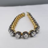 Unusual Rainbow Moonstone & Diamond Articulated Line Bracelet
