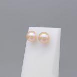 Pair Of 9ct Yellow Gold Pink Cultured Pearl Stud Earrings