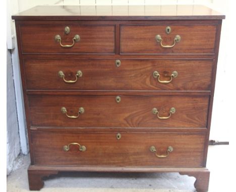 A George III mahogany chest of two short and three long drawers, on bracket feet, 106cm H x 109cm W x 53cm D