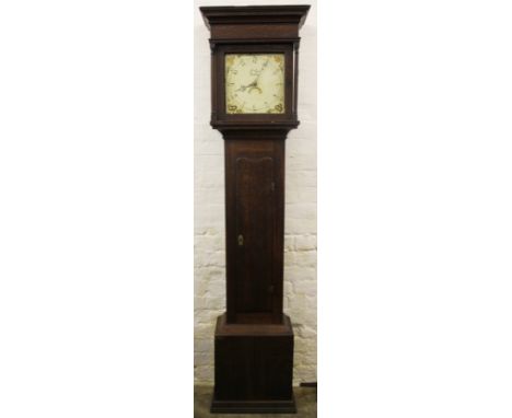 A George III country oak thirty hour longcase clock, the painted dial signed A Sayers Bewdley, 200cm H