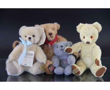 A Merrythought Victoria Cross bear, golden mohair, 29cm, with a light Merrythought bear, 32cm, a Merrythought prototype Bingi