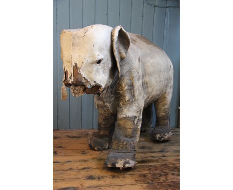 A large Victorian velum model elephant calf, distressed, 115cm wide x 88cm high  

This piece was commissioned for a 19th cen