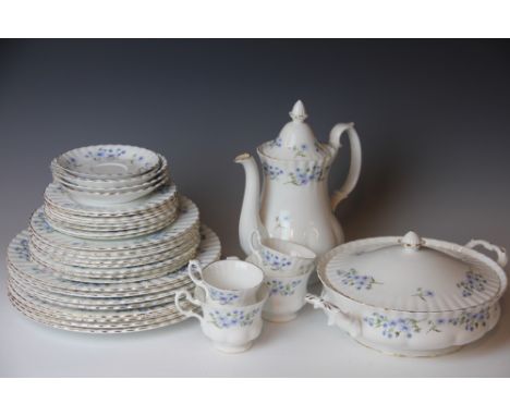 A Richmond Blue Rock pattern bone china part dinner service, comprising a meat plate, 8 dinner plates, 8 side plates, 8 desse