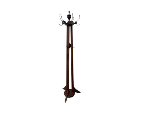 A good Victorian carved mahogany coat/hat stand, with urn finial, height 180cm.