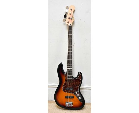 SQUIRE BY FENDER; a jazz bass, serial number ICS12003713, cased.  Provenance: From the collection of Gerry RobinsonGerry Robi
