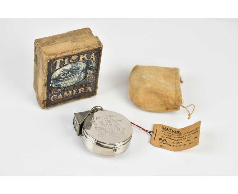 HOUGHTON; a 'Ticka' novelty sub-miniature camera in the form of a pocket watch, with original label, pouch and box.