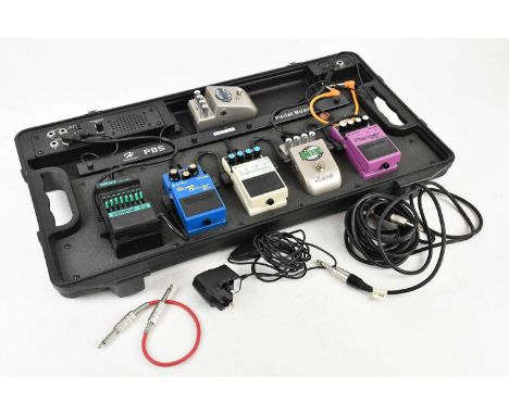 HARLEY BENTON; a PB5 pedal board with a Yamaha GE-10MII graphic EQ, Boss BD-2 Blues Driver, Boss DD-3 Digital Delay, Marshall