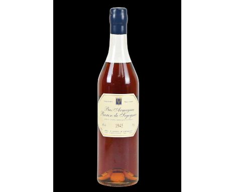 ARMAGNAC; a single bottle of 1945 Bas Armagnac Baron De Sigognac, 70cl, 40% vol, boxed.