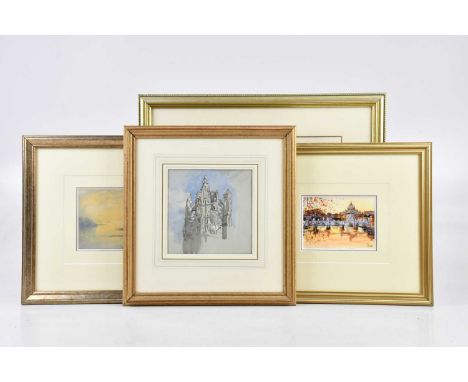 ATTRIBUTED TO WILLIAM COWEN (1792-1861); watercolour, ‘Near Alicante, Spain’, unsigned, 17 x 26cm, framed and glazed, with a 