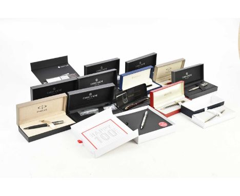 A collection of decorative modern ballpoint pens, including Parker, Waterman, Caran d'Ache, Sheaffer, etc (14).