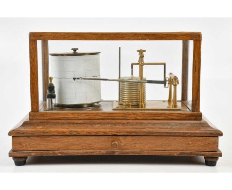 An oak cased barograph, length 36cm.