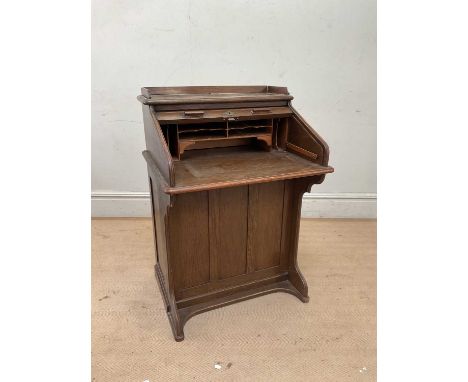 LEBUS; an early 20th century roll top desk, with five side drawers, height 108cm.