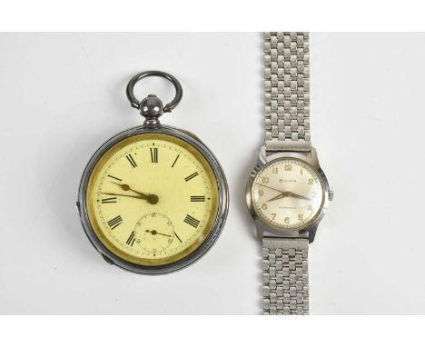 BULOVA; a gentleman's self-winding stainless steel wristwatch, the dial set with Arabic numerals, diameter 32mm, and a hallma