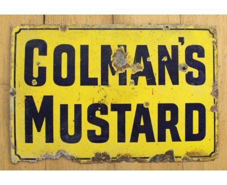 A vitreous enamel single sided Colman's Mustard advertising sign, 61cm x 40cm 