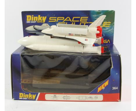 A Dinky No.364 NASA space shuttle,  with booster rockets, shuttle, cargo and unused decals, original box 