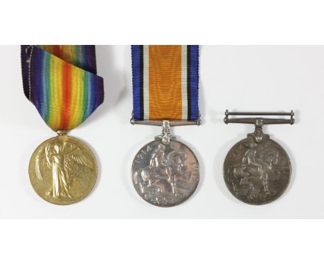 WWI, three medals, War awarded to 2nd Lt H Clark, 46465 Corp G Homer, RAF, Victory awarded to R- 27336 Pte RF Newport K.R.Rif