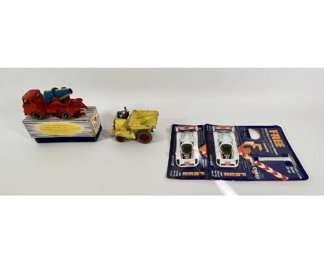 A Dinky Supertoys 960 lorry mount cement mixer, boxed, a Dinky Supertoys Muir-Hill dumper, also including two Corgi Jaguar 19