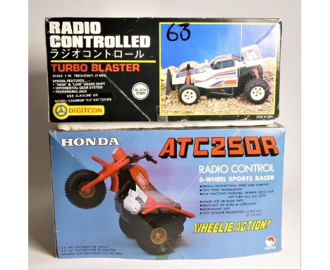 A Shinsei Honda ATC250R radio control 3-whell sports racers, original box and manual, together with a Matsushiro Digiteen rad