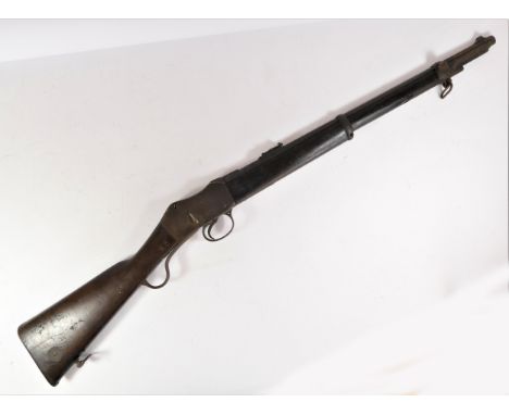 Enfield Martini Henry .577 / 450 artillery carbine MkI, saw cut to breech, with 20.5 inch barrel fitted with folding ladder s