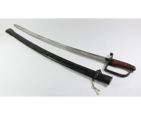 A 19th century German Hussars sabre, no markings, metal scabbard, blade length 84cm This bladed product is not for sale to pe