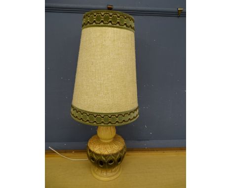 Mid century West German style pottery lamp with shade (no plug)
