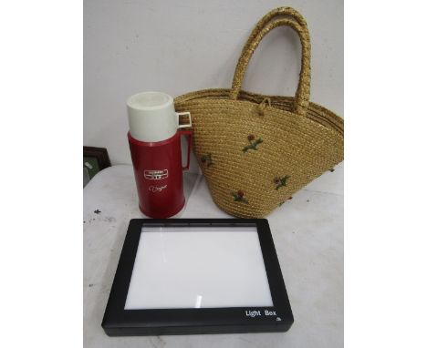 vintage flask, straw bag and new light box&nbsp;
