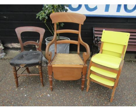 3 kid's stacking chairs, a commode and a vintage chair&nbsp;