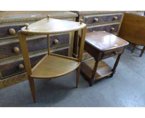 An Ercol occasional table and an Ercol corner whatnot 