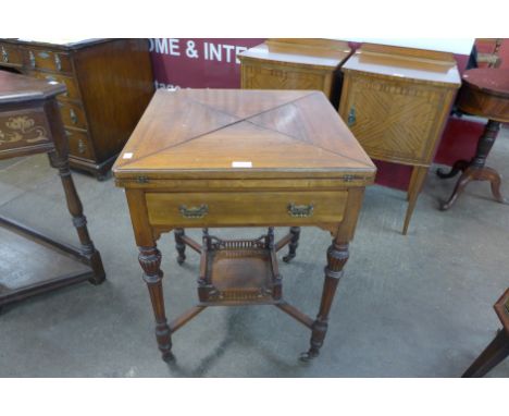 A late Victorian mahogany envelope card table 
