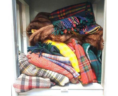 Collection of vintage rugs, throws &amp; coats