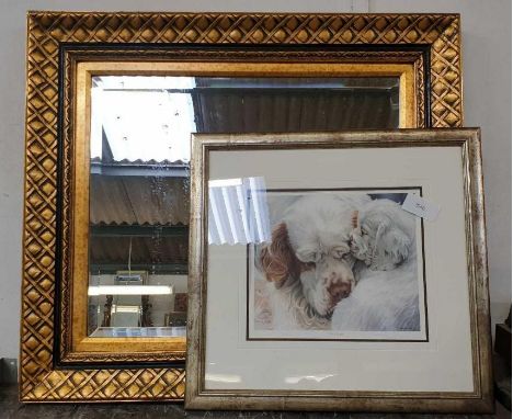 Signed print by Pippa Thew called "The Future" along with a gilt framed wall mirror