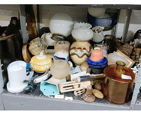 Vintage light fittings &amp; glass shades along with ceramics including Poole Pottery etc