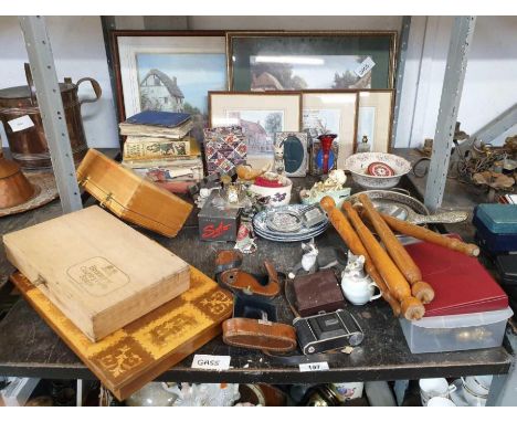 Frames, prints, vintage Kodak camera, trinket boxes &amp; other items